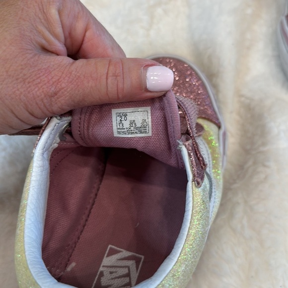 🥳Host Pick!!!🤩🤩🤩🤩😁Vans pink and yellow glitter kid girls size 2 US - Picture 9 of 9